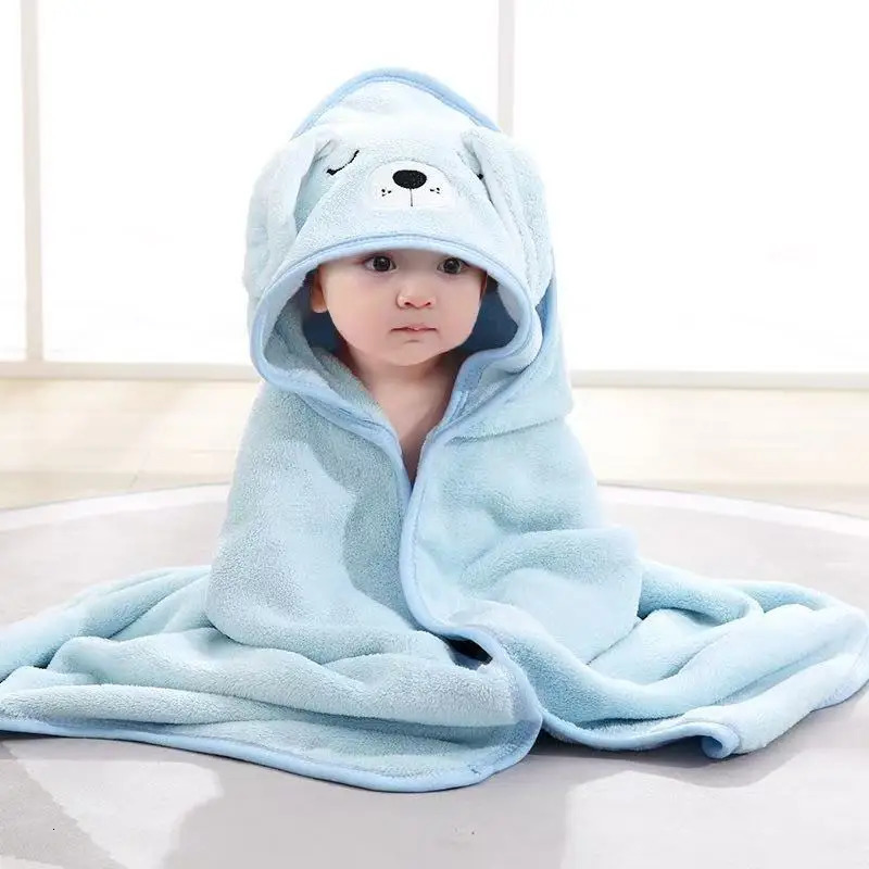 Toddler Bathrobe Infant Bath Towel Boy Girl Blankets Swaddle With Hood Cartoon Coral Fleece Blanket born Kids Bedding 250725