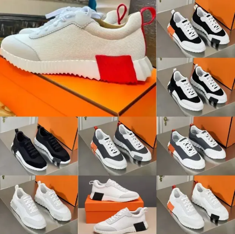 2025 H Bouncing Sneakers Designer Suede Casual Shoes Trainers Breathable Mesh Running Shoe Men Bounce Sneaker Non-Slip Rubber Sole Flat fashion Trainer36~46