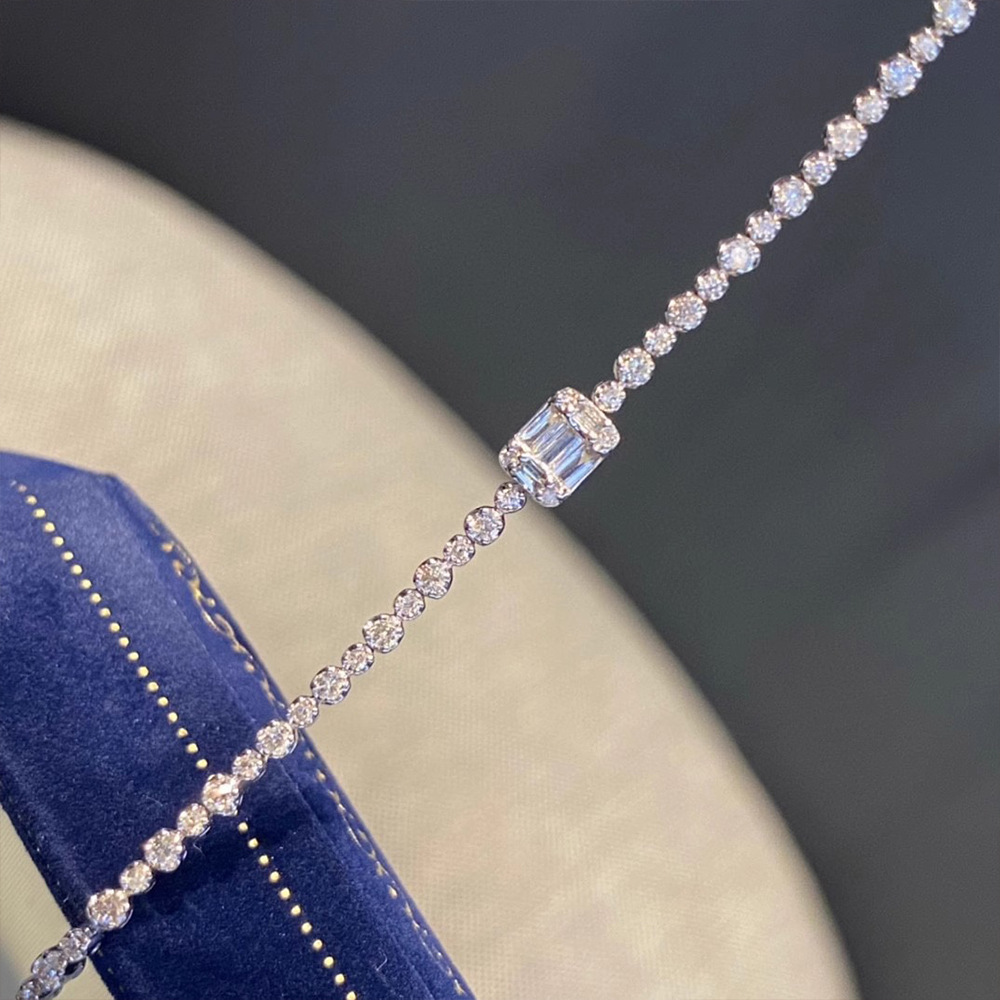 Choucong Wedding Bracelets Luxury Jewelry Sweet Cute Genuine 100% S925 Sterling Silver Princess Cut White 5A Zircon CZ Diamond Women Bridal Bangle Gif