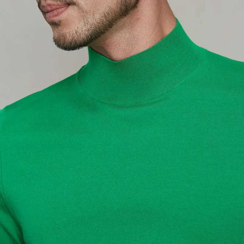 Autumn Winter Mens Black Turtleneck Pullover Casual Thin Wool Top Slim Fit Long Sleeve Clothing Knit Sweater Mens Clothes Z250725