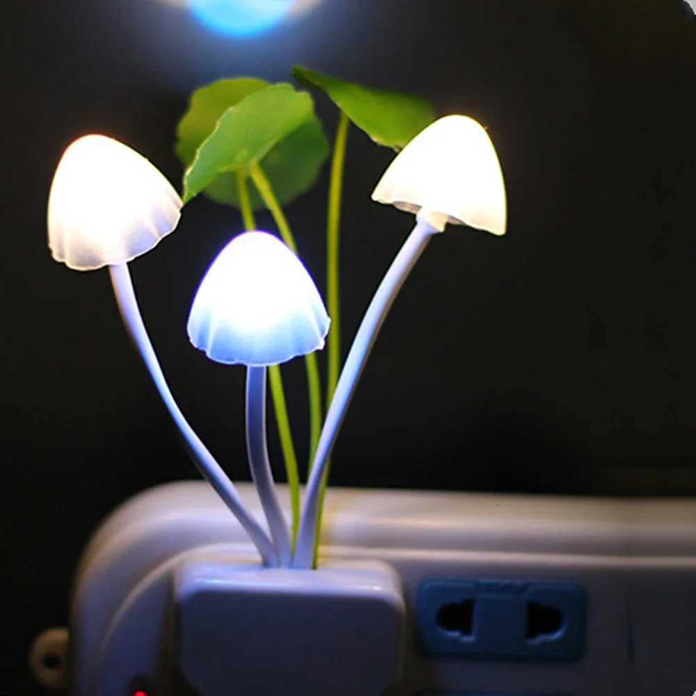 Night Light LED Mushroom Bedside Lamp EU / US Plug 7 Color Changing Light-controlled Sensor for Babys Room Bedroom Home Decor XJ250725