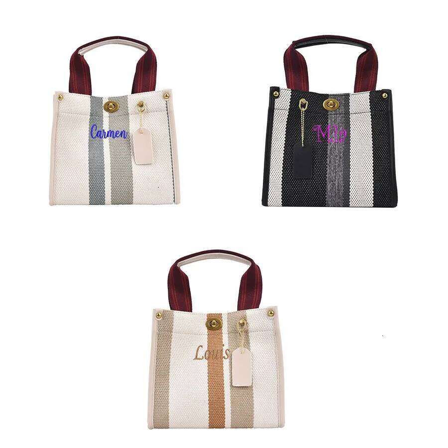 Women's small crossbody bag canvas vertical stripe casual shoulder bag multifunctional