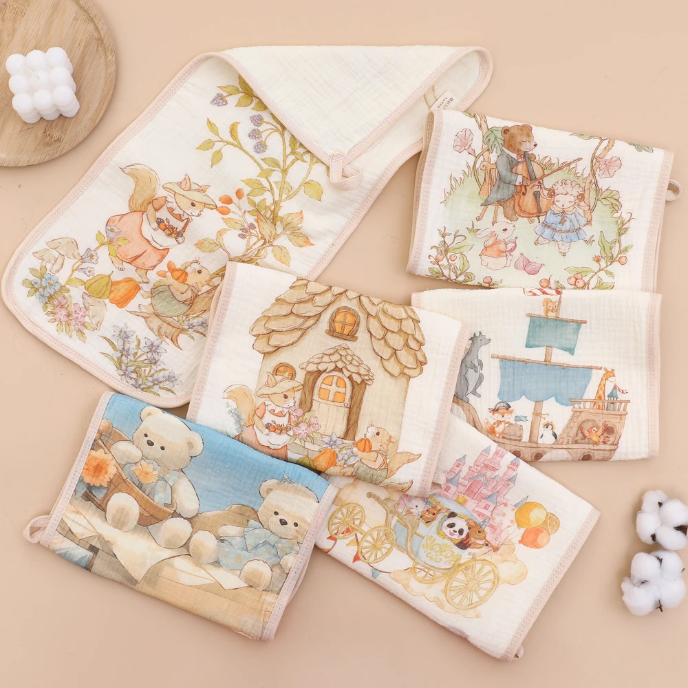 6Layer Cotton Muslin Baby Face Towels Long Burp Cloth for borns Gauze Childrens Towel Kindergarten Hand Items 250725