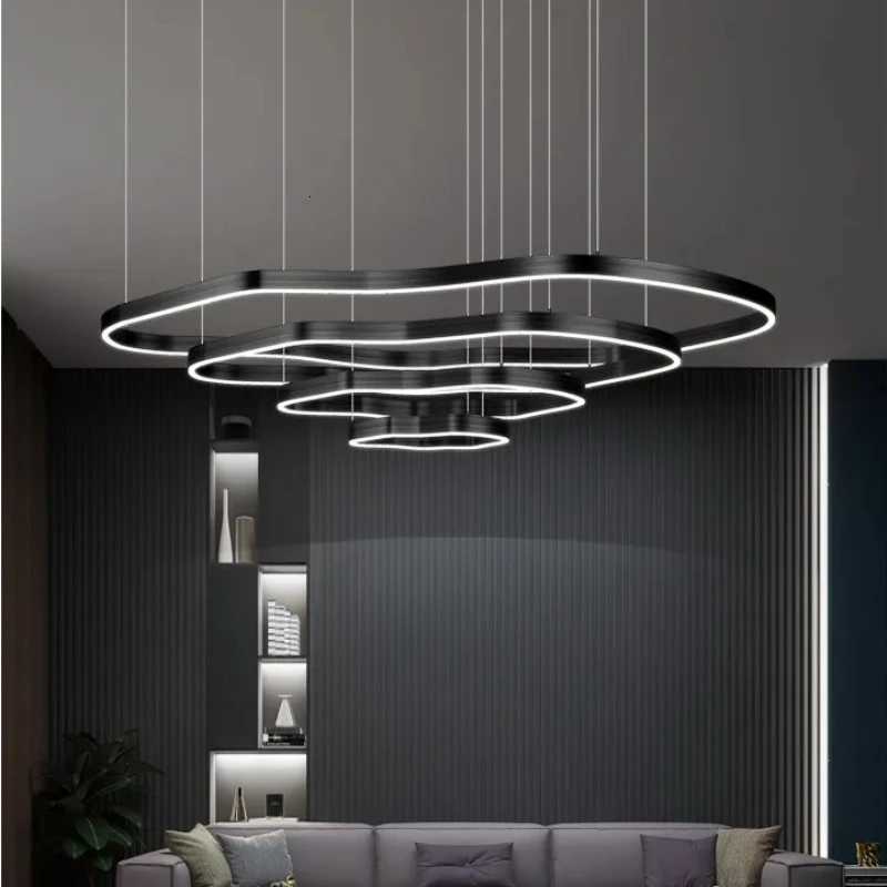 Modern Terraces Chandelier Home Indoor Lighting for Circular Ring Led Living Room Coffee/Gold Restaurant Pendant LampsXJ250725