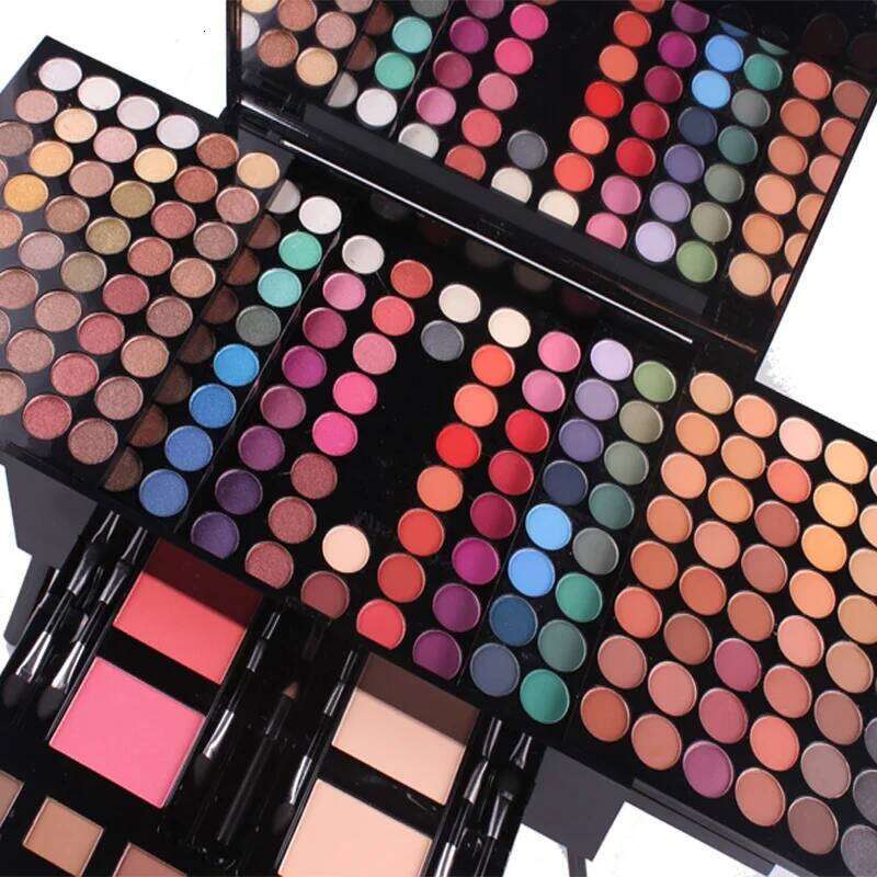 Miss Rose Professional 180 Color Eyeshadow Blush Cosmetic Foundation Face Powder Sets Eye Shadows Palette Makeup