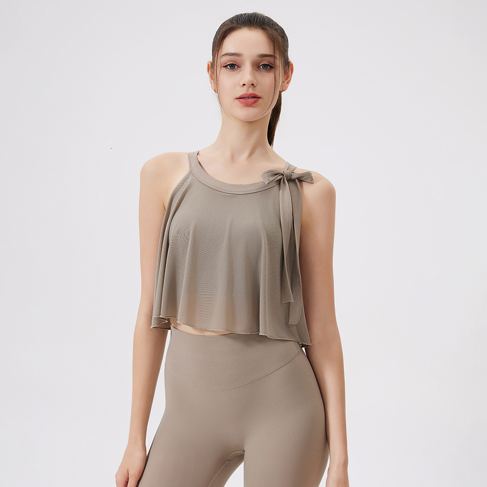 Cloud Feel Mesh Yoga Vest for Women with Fixed Chest Pads, Fitness Top, Shockproof Running Quick-Dry Sports Bra