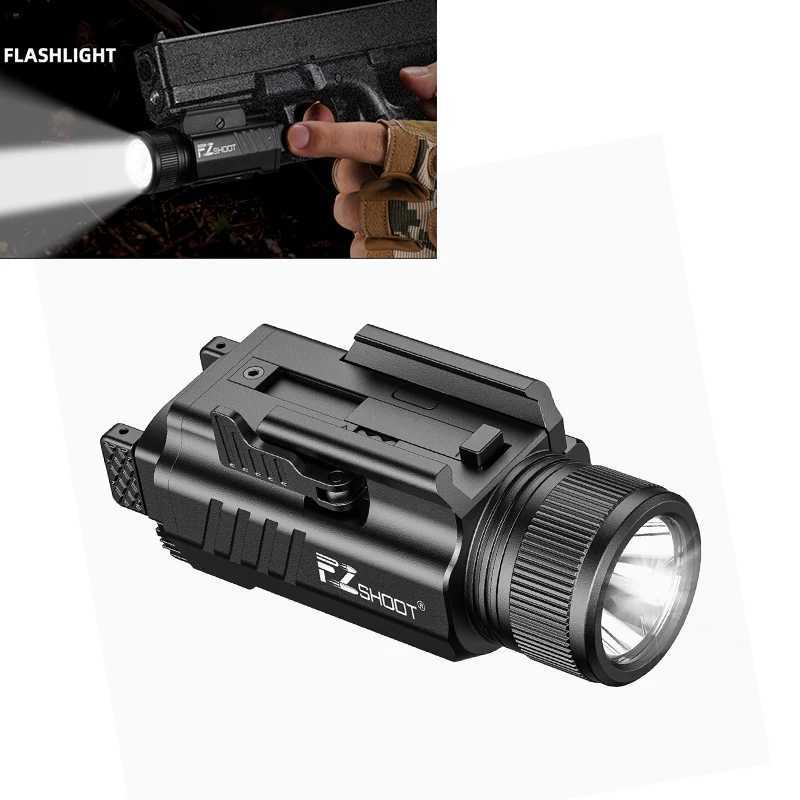 EZshoot 2000 Lumen Tactical Flashlight Compact LED Light Rechargeable for Pistol Picatinny or GL Rail with Adjustable Slide Rail W250722