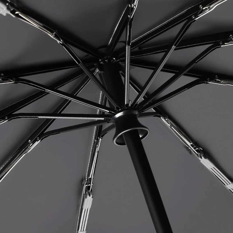 Big Windproof Strong Umbrella with Reflective Stripe Reverse Automatic Fold UV Umbrella for Rain Sun Carabiner Handle Luxury S250726