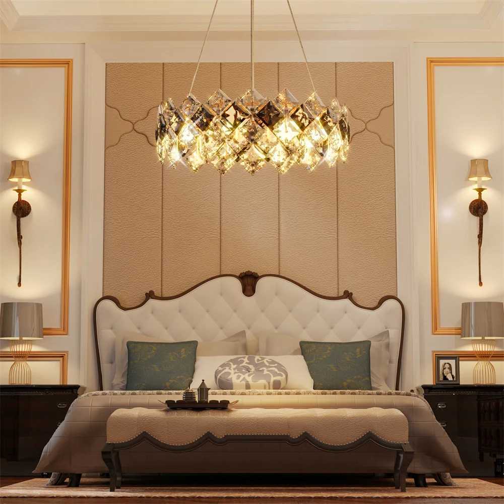 1UVODI Crystal Chandelier Pendant Light Fixture Modern Hanging Ceiling Gorgeous Decors Lighting for Home HotelXJ250725