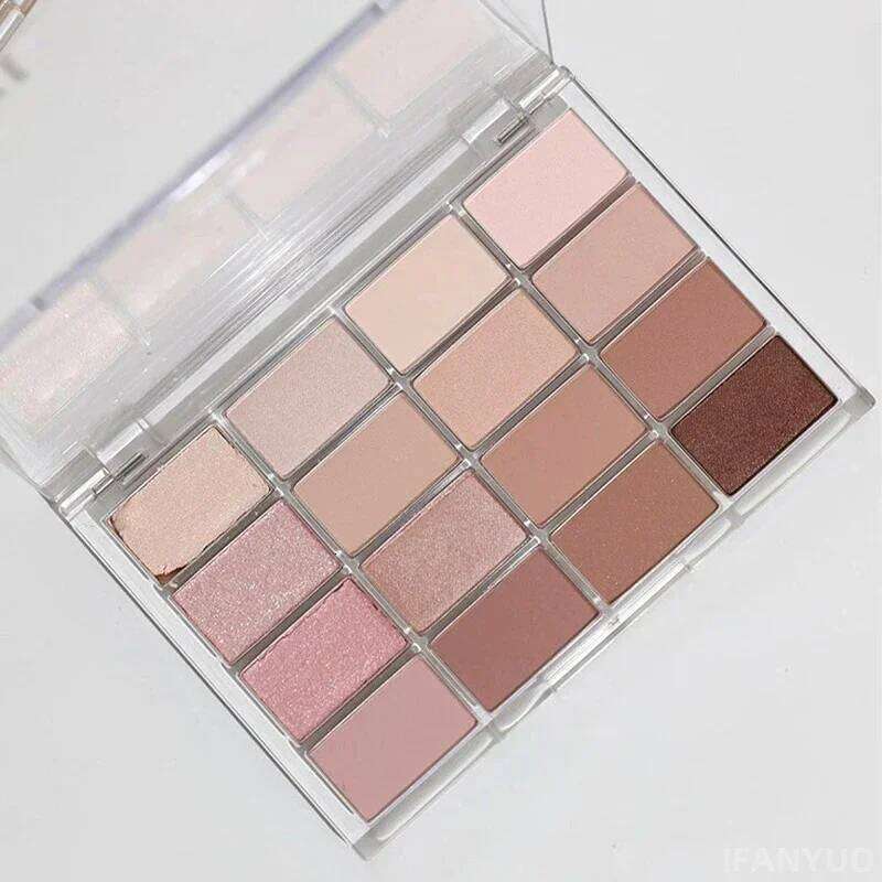 16 Colors Eyeshadow Matte Pearlescent Low Saturation Long Lasting Brown Pink Glitter Shadow Eye Makeup Palette
