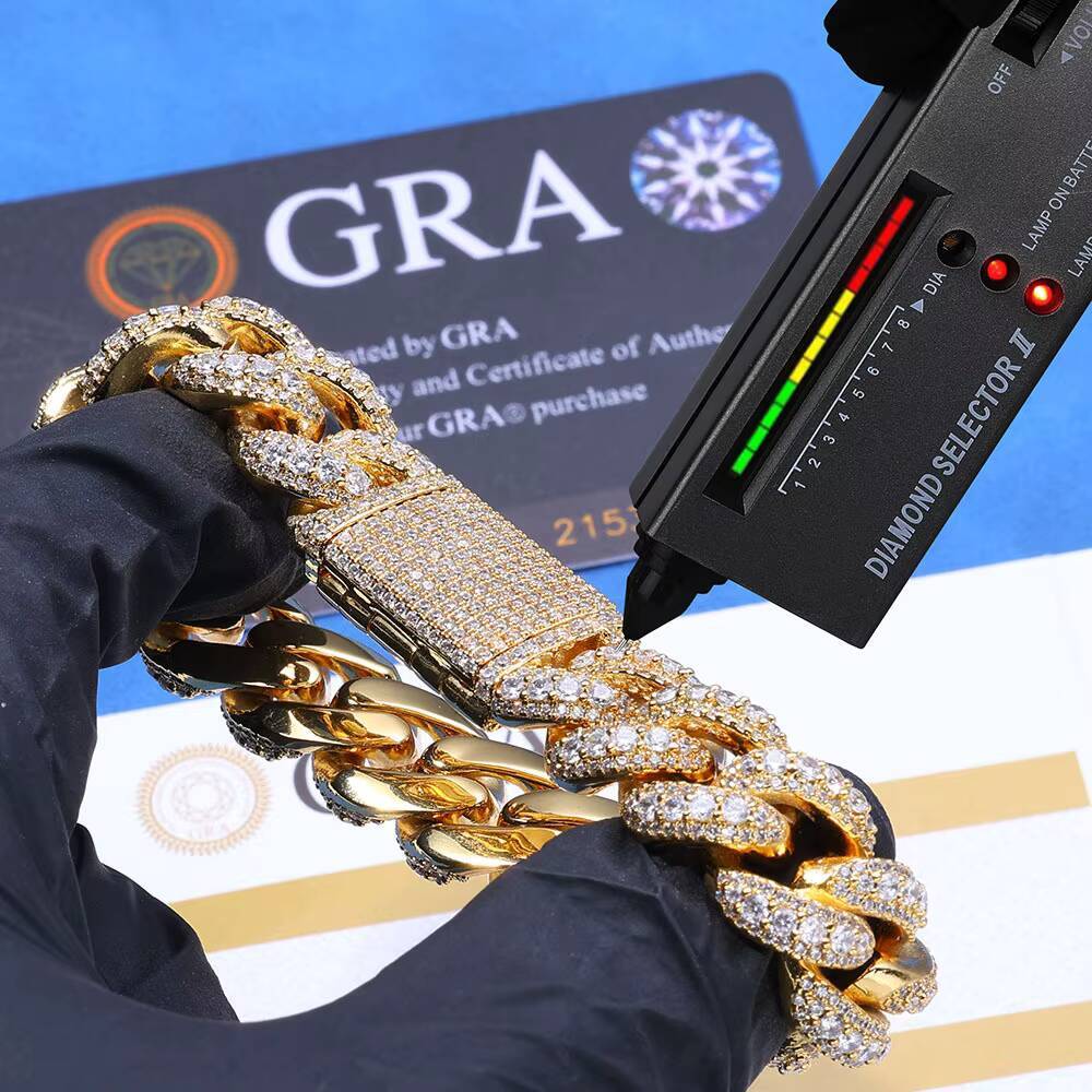 Mens Fine Jewelry VVS Moissanite S925 Silver Bracelet 15mm Diamond Cuban Chain Hip Hop Style Personalized Accessories for Gift