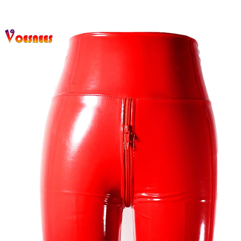 Pant Gym Sexy PU Luster Pencil Leggings Fashion Streetwear High Waist Shiny Black Red Club Wear 250725