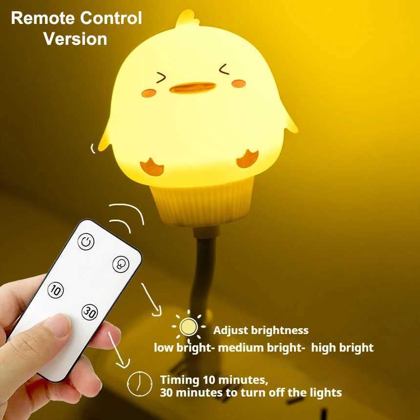 USB Night Light LED Voice Control Cute Cartoon Night Lamp Bear Kitten Remote Control for Baby Kid Bedroom Decor Bedside Lamp XJ250725