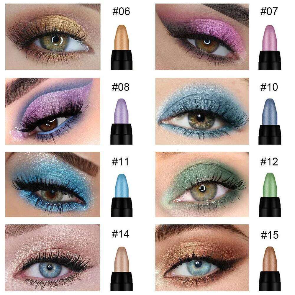 16 Color Pearlescent Stick Smoky Dark Grey Eyeshadow Pencil Metallic Glitter Eye Shadow Highlighter Pen Makeup Tool X250726