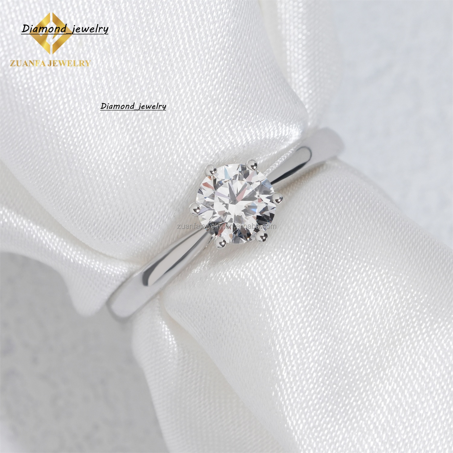 Custom Made Classic 6 Prong Setting Luxury Fire Jewelry Round Brilliant Cut 14k 0.5ct Natural Diamond Solitaire Engagement Ring