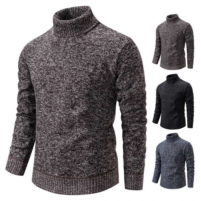 Sweater Mens Autumn Winter New Trend Slim Wool Thin Velvet Turtleneck Knit Bottoming Shirt Male Clothing Z250725