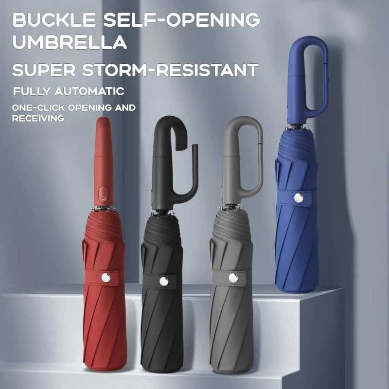 20 Rib Fully AutomaticRing Buckle Design Umbrella for Men WOMENS Folding Extra Large Strong Sunshade Double Umbrella S250726