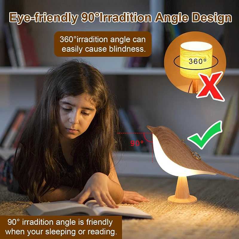 3 Colors Wooden Desk Lamp Bedside Lights Decoration Bird Night Lights LED Touch Switch Rechargeable for Bedroom Interior Lighting XJ250725
