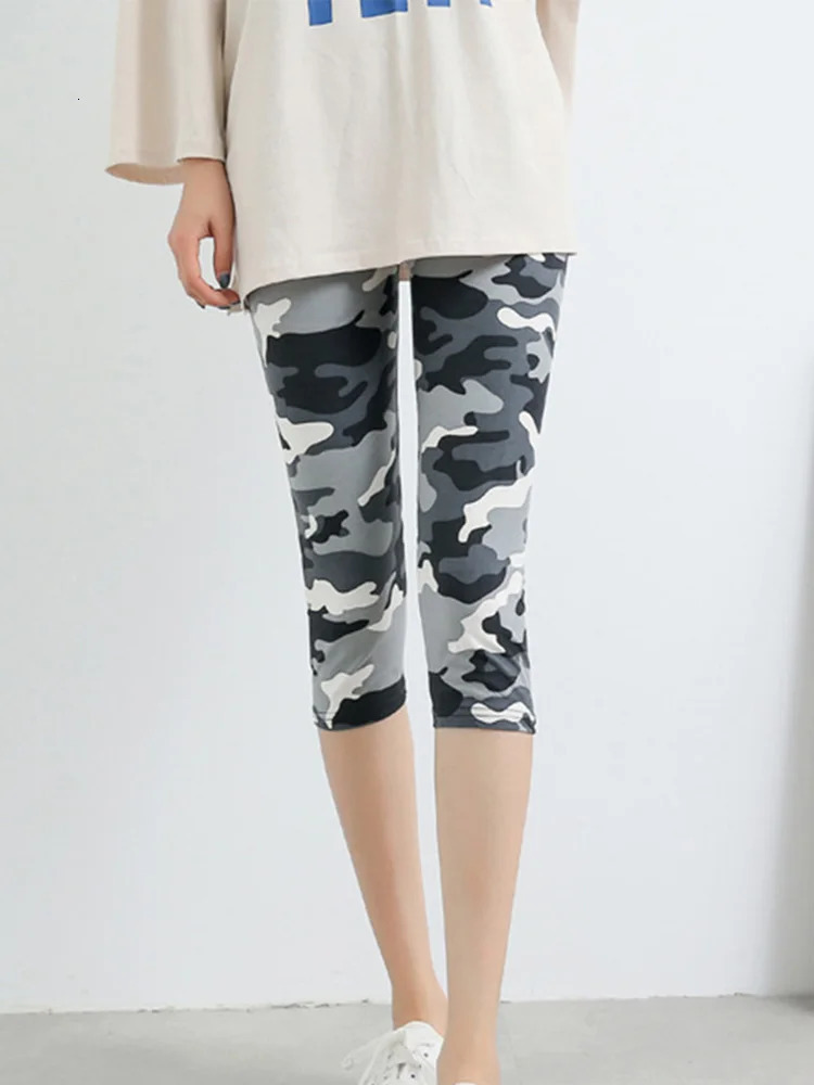 CUHAKCI Summer Printing Women Leggings Cropped Pants Casual Stretched Graffiti Tie Dyed Elastic s 250725