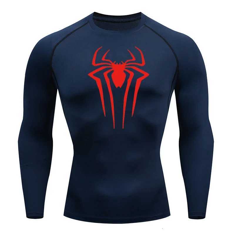 Spider Print Long Sleeve Compression Shirts for Men Gym Workout Rash Guard Undershirts Baselayers Athletic Quick Dry Tees Tops Z250725
