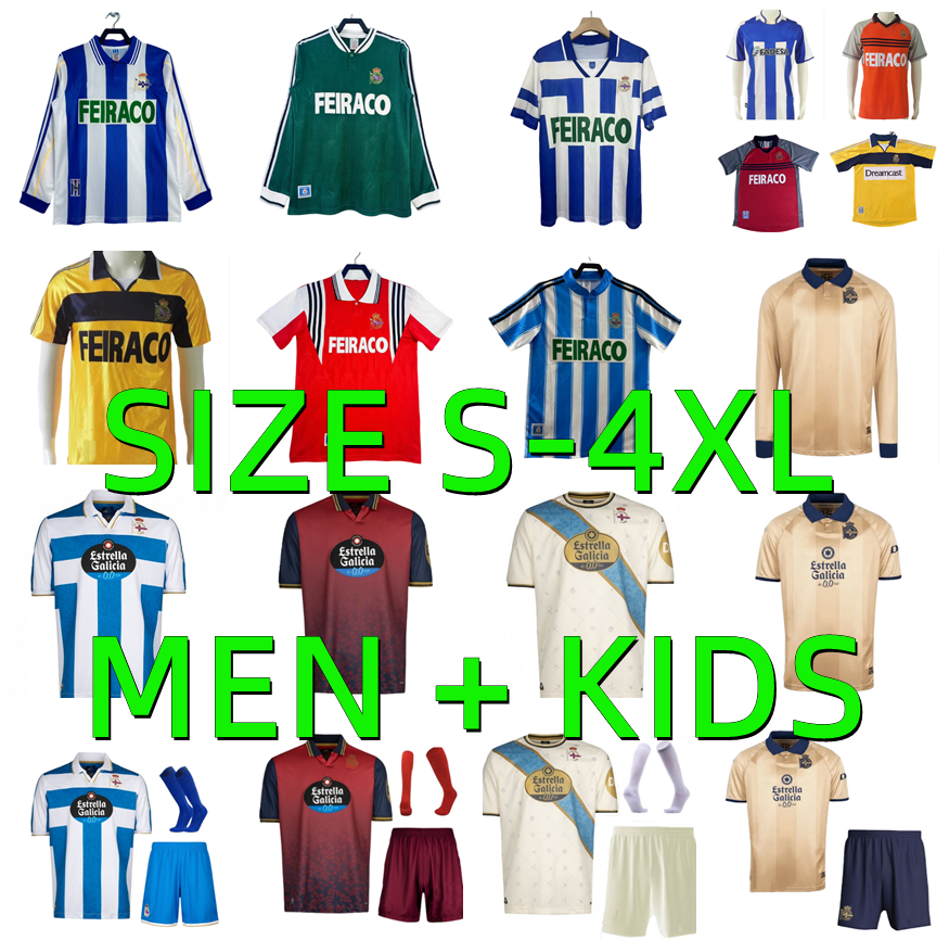 2025 2026 Deportivo La Coruna Deportivo Retro Soccer Jerseys 1997 1998 1999 2000 M.KONE SABIN Coruna 25 26 Camisetas de futbol JUERGEN QUILES DONCEL Depor Men kids kits