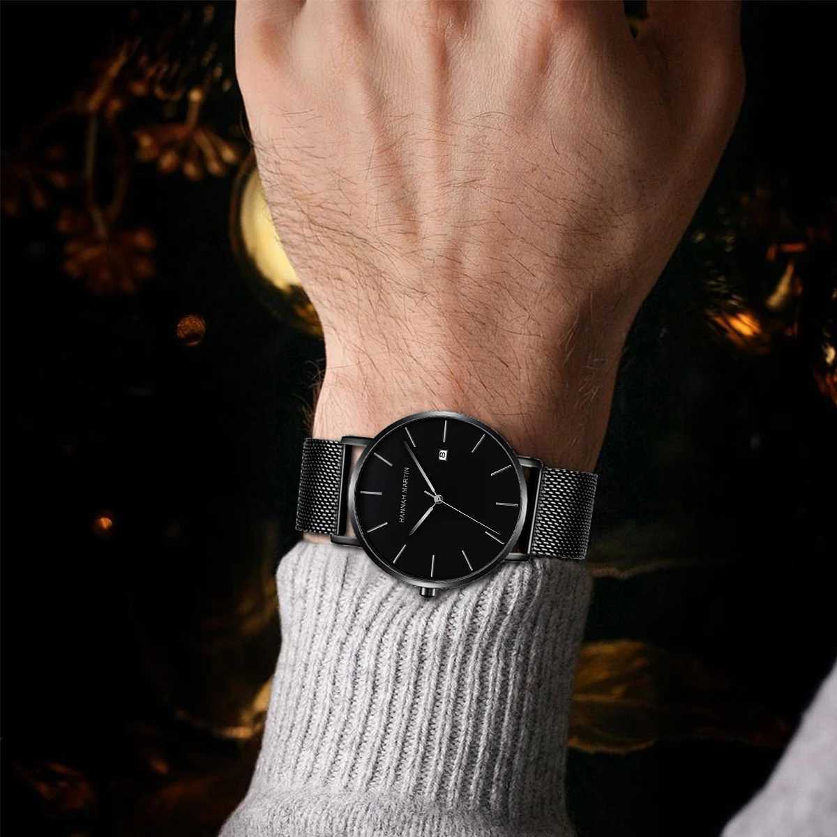 Classic Bauhaus Design Men Watch Dark Blue Japan Quartz Waterproof Stainless Steel Fashion Business Thin Watches X250726