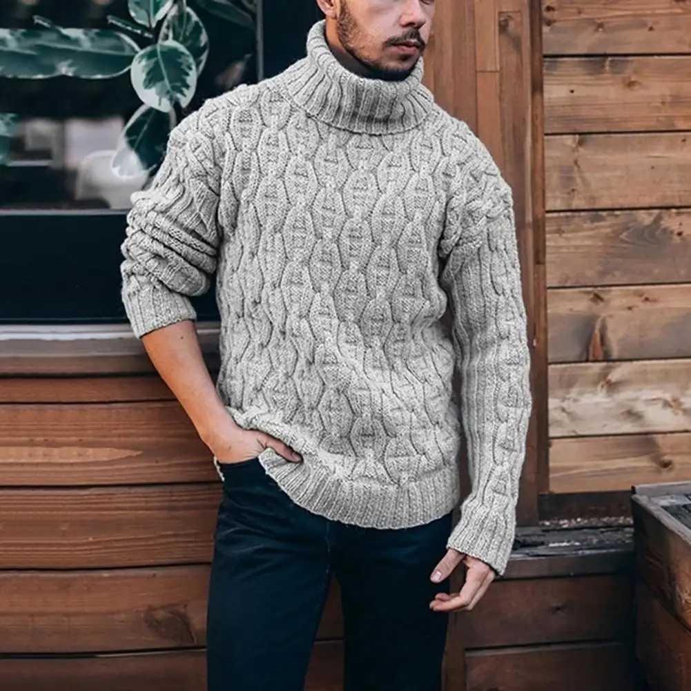 2021 Winter Warm Thick Woolen Sweaters Men Casual Knitted Turtleneck Jumper Tops Mens Fashion Solid Long Sleeve Ribbed Sweater Z250725