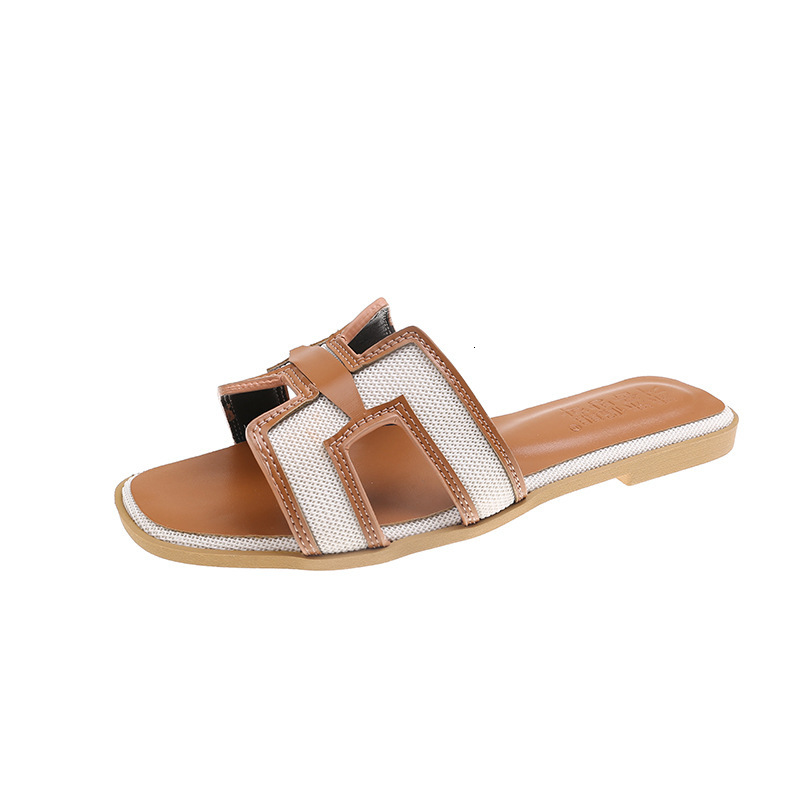 Luxury Brand Designer Shoes Luxury Brand Designer S Soft Sole Women's Slippers 2023 Summer Flat One-Word Slippers Outdoor Fashion Color-Block San