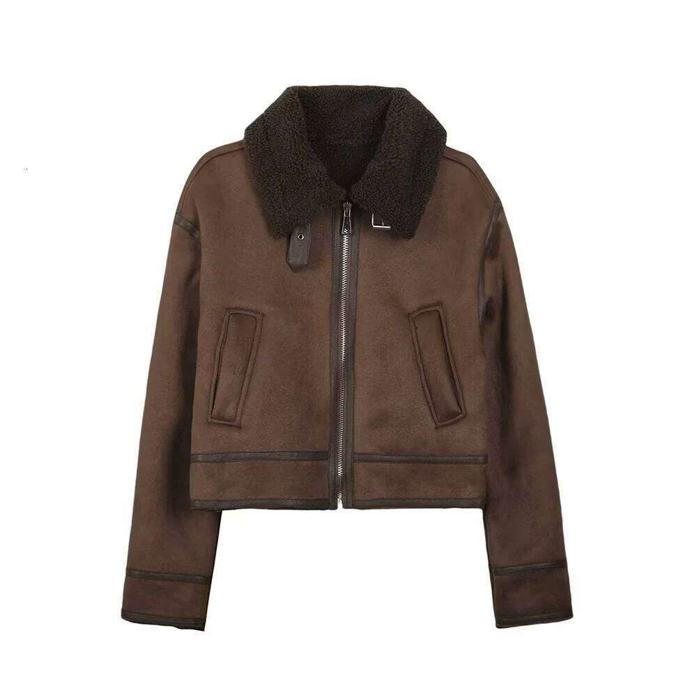 hoodie Women's Fur One Piece Fleece Splicing Double sided Long Sleeve Collar Winter New Zipper Warm Jacket jacket