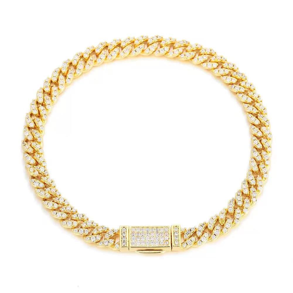 8mm VVS Moissanite Diamond Prong Link Chain 925 Sterling Silver Rhodium VVS1 Cuban Link Necklace