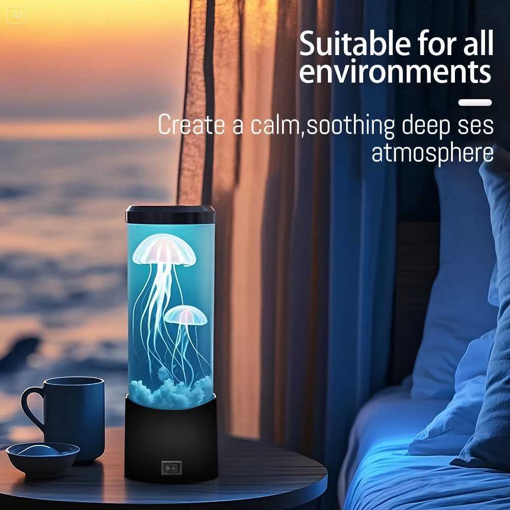 7 Colors LED Mood Lights Aquarium Ocean Night Lights with Jellyfish Lava Lamp for Home Bedroom Desktop Decoration Gift R250726
