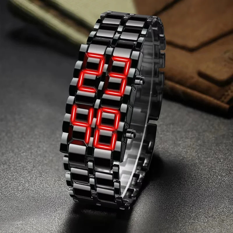 Fashion Mens Digital Lava Wrist Watch Men Black Full Metal Red Blue LED Display Watches Gifts for Male Boy Sport Creative Clock 250724