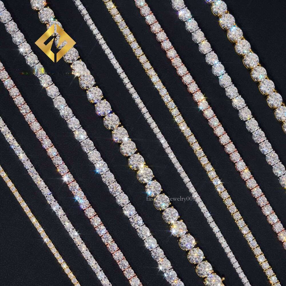 Best Selling Bulk Stock Iced Out Chains Sier S 3mm 4mm 5mm VVS1 Moissanite Tennis Chain Necklace for Women and Men
