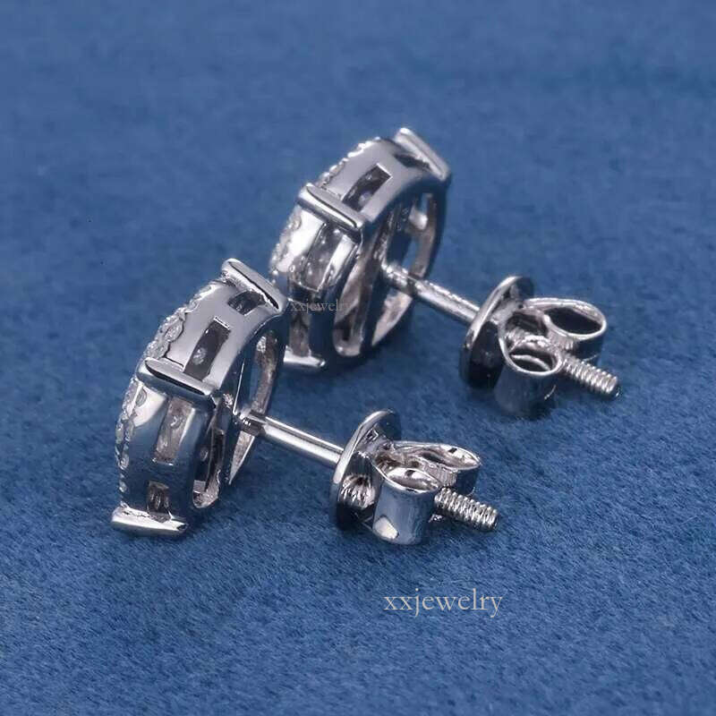 Iced out D VVS Round Brilliant Cut Moissanite Lab Dia S Sier 10K 14K Solid Filled Gold Studs Earrings for Men Women