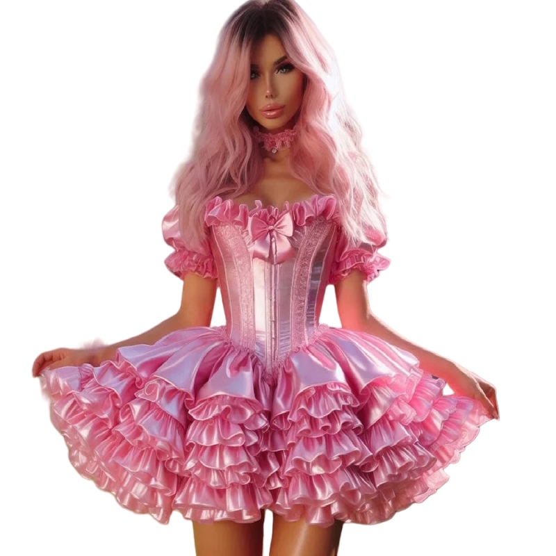 Puffy Short Prom Dresses Corset Ruffles Tiered Mini Ball Gown Cocktail Party Dress Off Shoulder Short Sleeves Hoemcoming Dress 2025