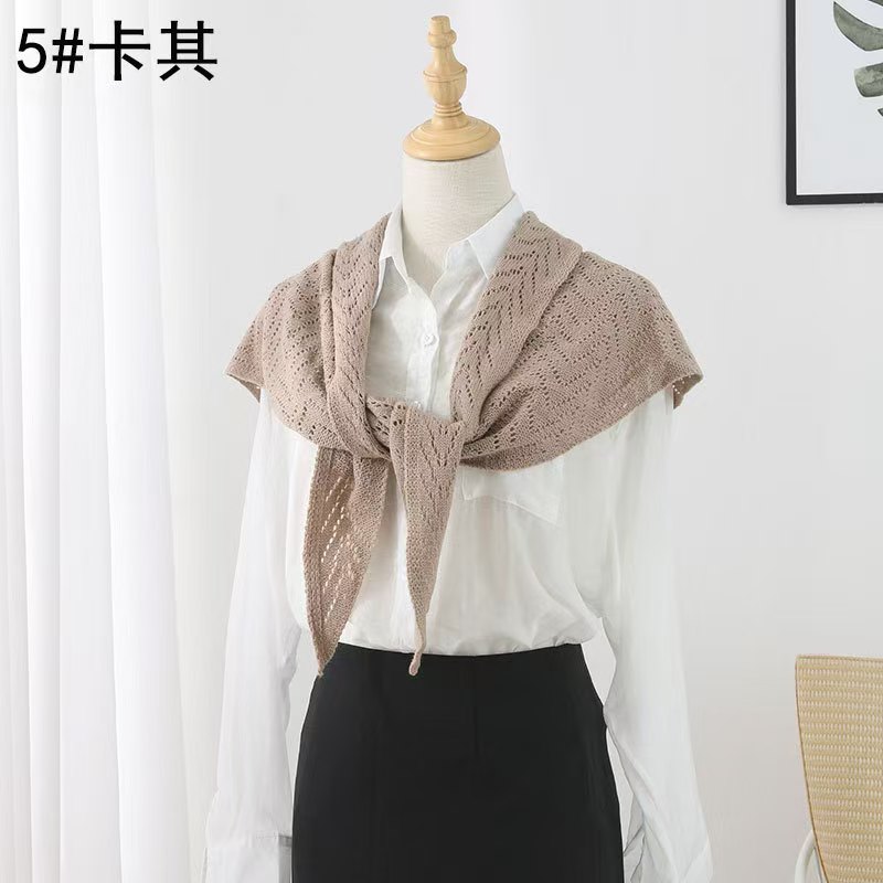 T1325 Spring and Summer Triangle Knitted Wool Shawl Top Windproof Scarf Neck Dual Use
