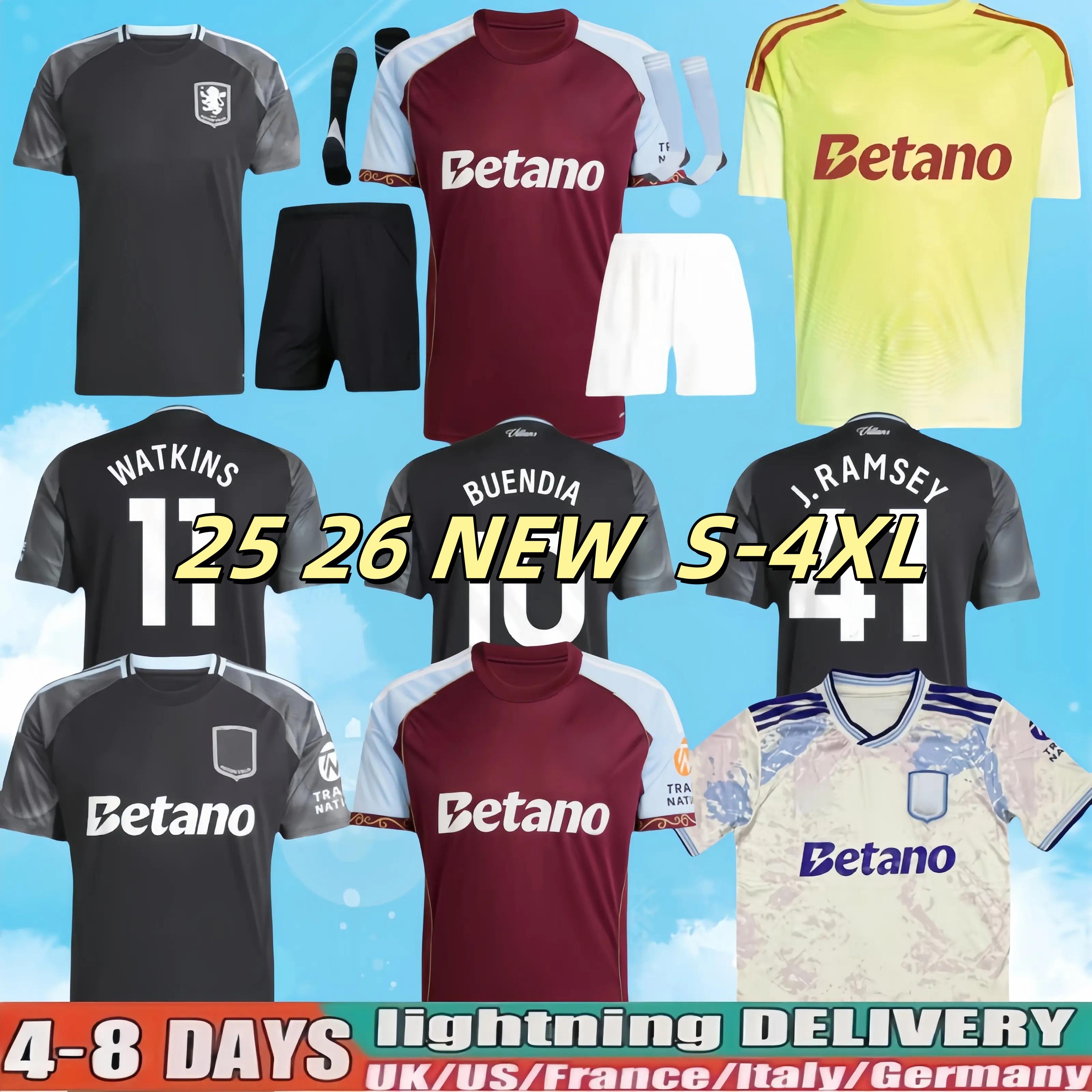 XXXL 4XL Mens top 25 26 Aston goalkeeper BAILEY MALEN soccer jersey home away third 2025 2026 villa McGINN ONANA WATKINS KONSA MARTINEZ Men kids kit football shirt set