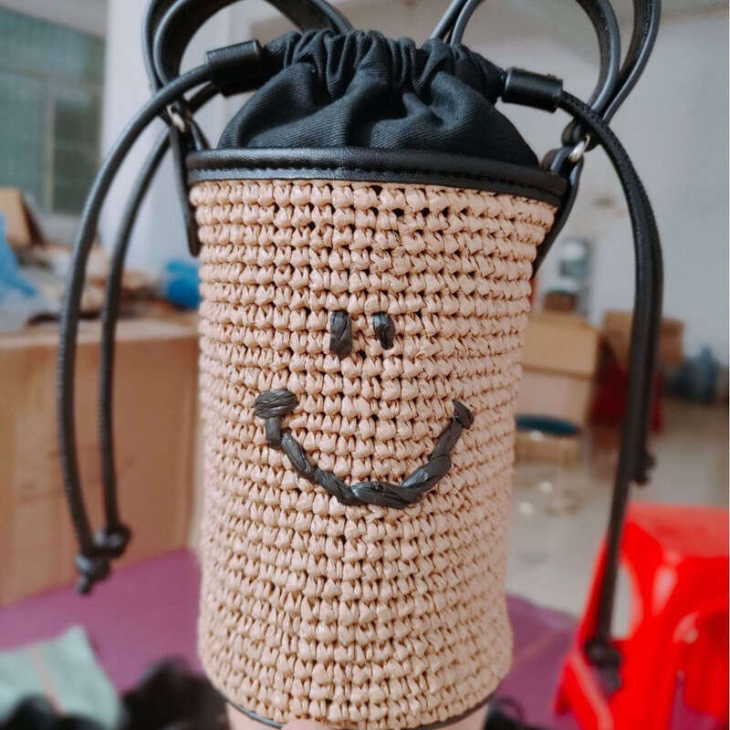 Smiley Woven New Handbag Fashion Simple Single Shoulder Crossbody Summer Versatile Phone Mini Bag