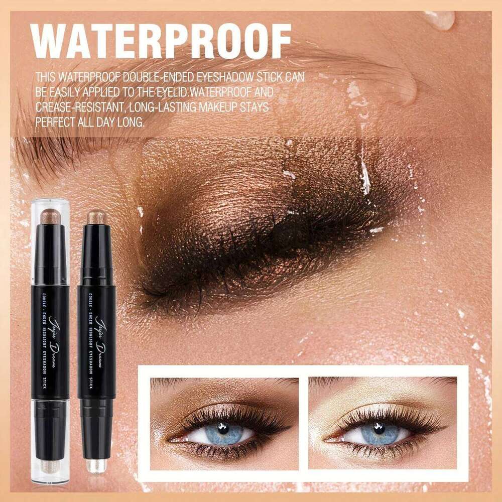 Double-headed eyeshadow sticks, colored glitter brown high-pigment waterproof cream, eye shadow pencil long-lasting cosmetics X250726