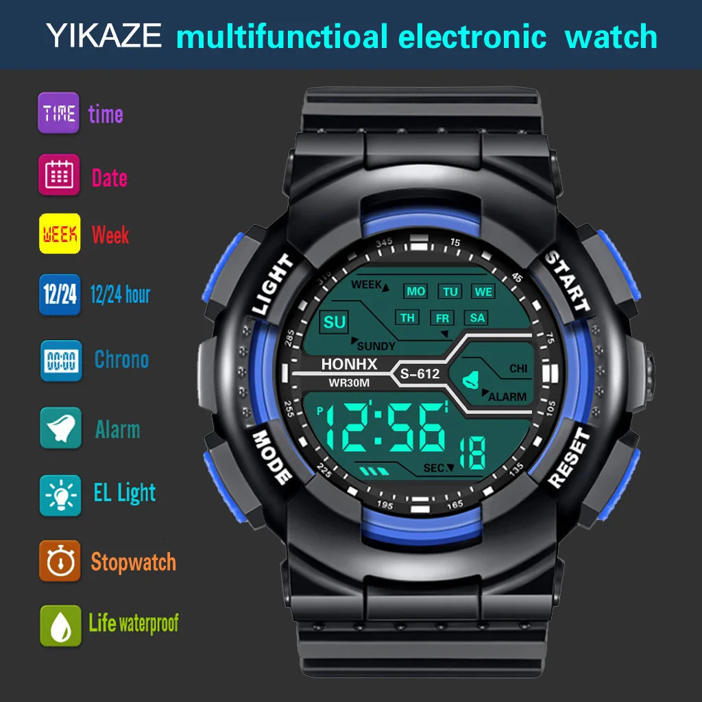 Outdoor Sport Men Watch Multifunction Large Screen LED Electronic Waterproof Luminous Military Digital Wristwatches Mens Watch 250724