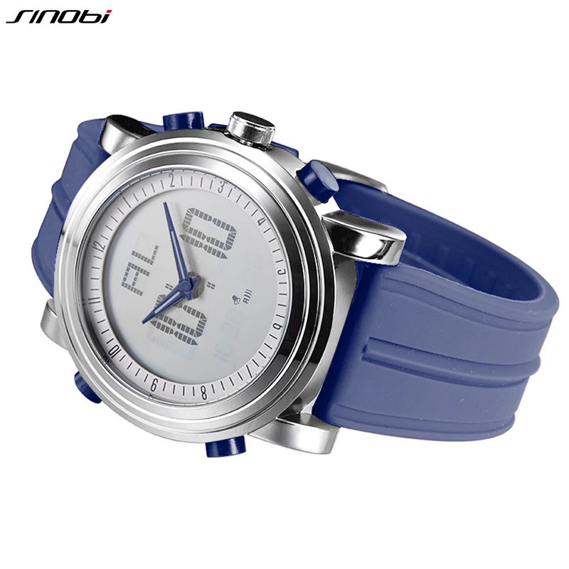 SINOBI Sports Chronograph Mens Wrist Watches Digital Quartz Double Movement Waterproof Diving Watchband Mens Clock 250724