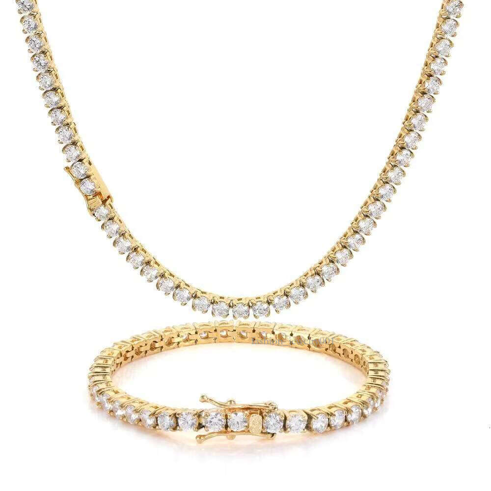 Silicon Stone Tennis Chain and Bracelet Ice Out 2mmVVS Sterling Sier