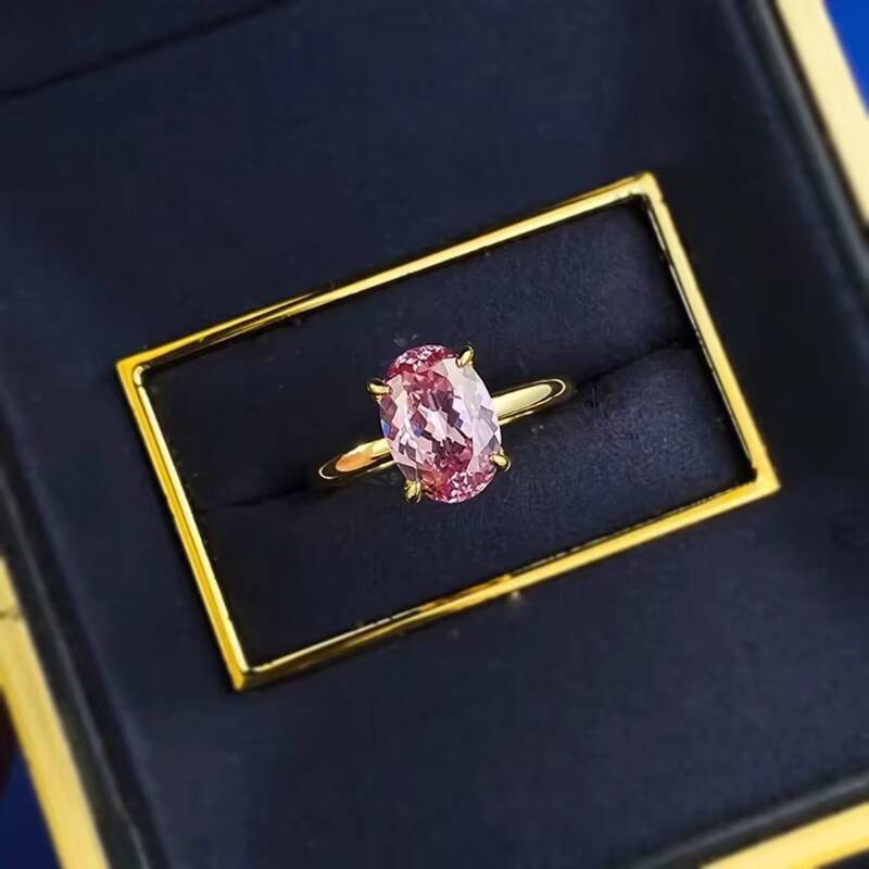 MEENOY S925 Sterling Silver Minimalist 18K Gold Plated Oval Gemstone Couple Wedding Ring for Girls