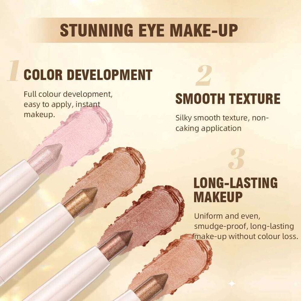QIBEST Pearlescent Eyeshadow Stick Long Lasting Glitter Shimmer Nude Eye Shadow Pencil Makeup Highlighter Brighten Cosmetics X250726