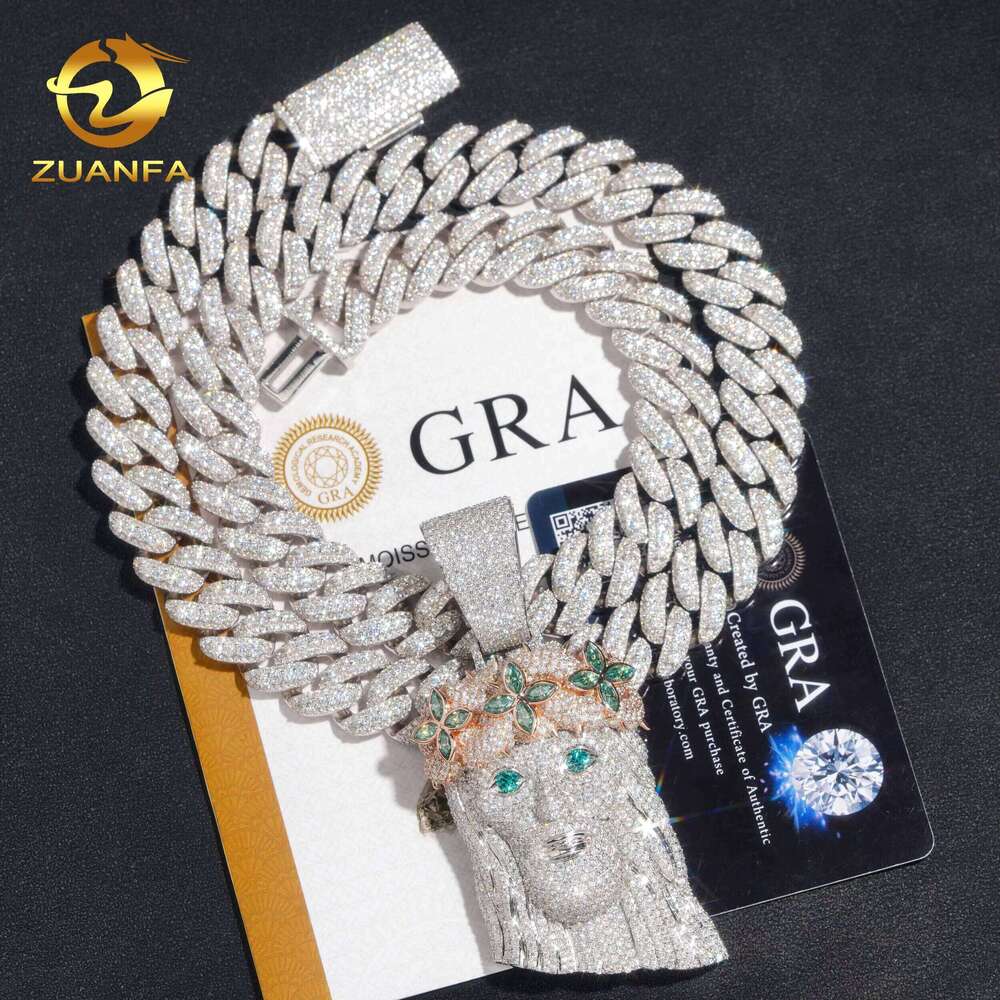 Unique Color Blocking Design Plating Over Sier 3" Large Size Fully Iced Out Moissanite Dia Jesus Piece Hip Hop Pendant