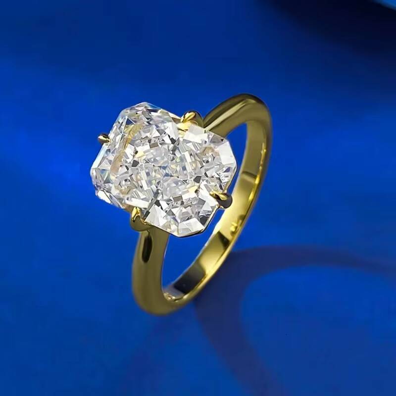 MEENOY Fashion 18K Gold Plated 925 Sterling Silver Lab Grown Sapphire ZIRCON Gemstone Engagement Wedding Ring