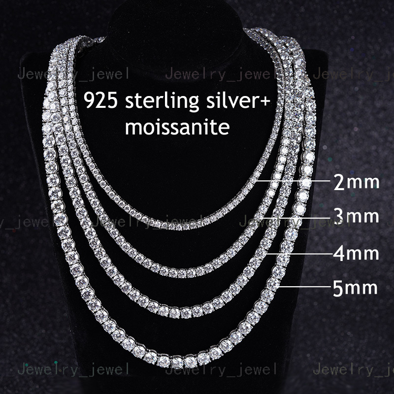 2025 MON 01 Cheapest Price Hip Hop Moissanite Necklace 925 Sterling Silver Iced Out 2mm 3mm 4mm Moissanite Tennis Chain Necklace