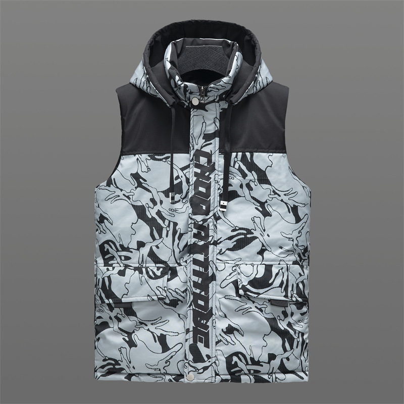 designerfree shipping Mens VestsNew detachable hat cotton vest for winter mes clothing new hooded cotton vest