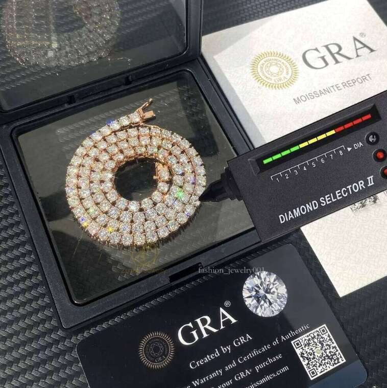 Hip hop GRA Jewelry Bracelet Certificate S 3MM 4MM 5MM 6.5MM VVS D Color Dia Moissanite Social Gatherings Tennis Chain Necklace