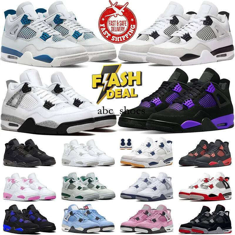 Designer Sneakers Men Women 4 Basketball shoes 4s Panda Military Black Cat White Oreo Red Purple Thunder UNC Lighing Outdoor Sports Trainers Sneaker 36-47